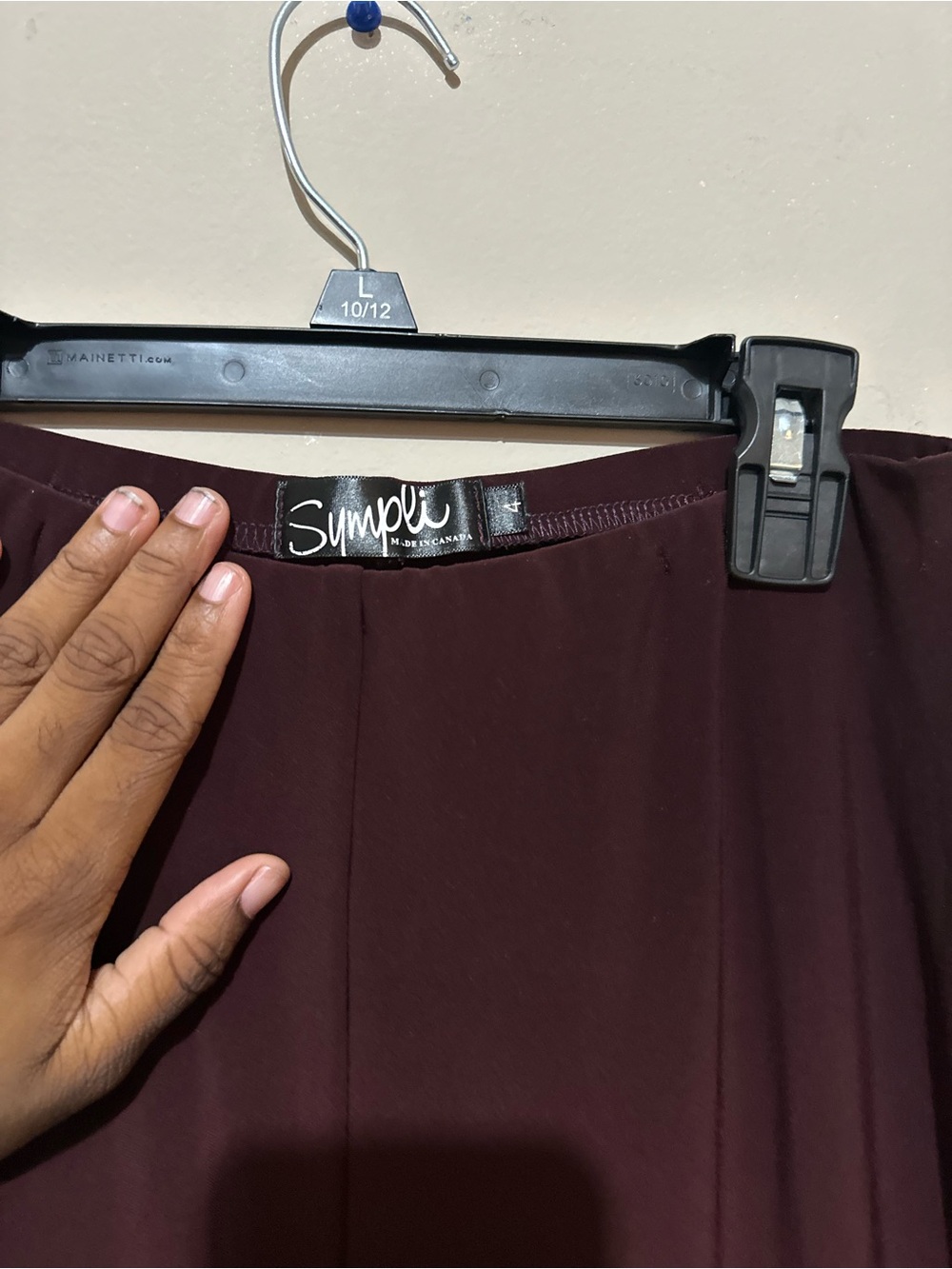Sympli Rapt Pant Burgundy Jersey Knit Tulip Hem Stretch Elastic Waist Pockets 4 - Picture 4 of 5